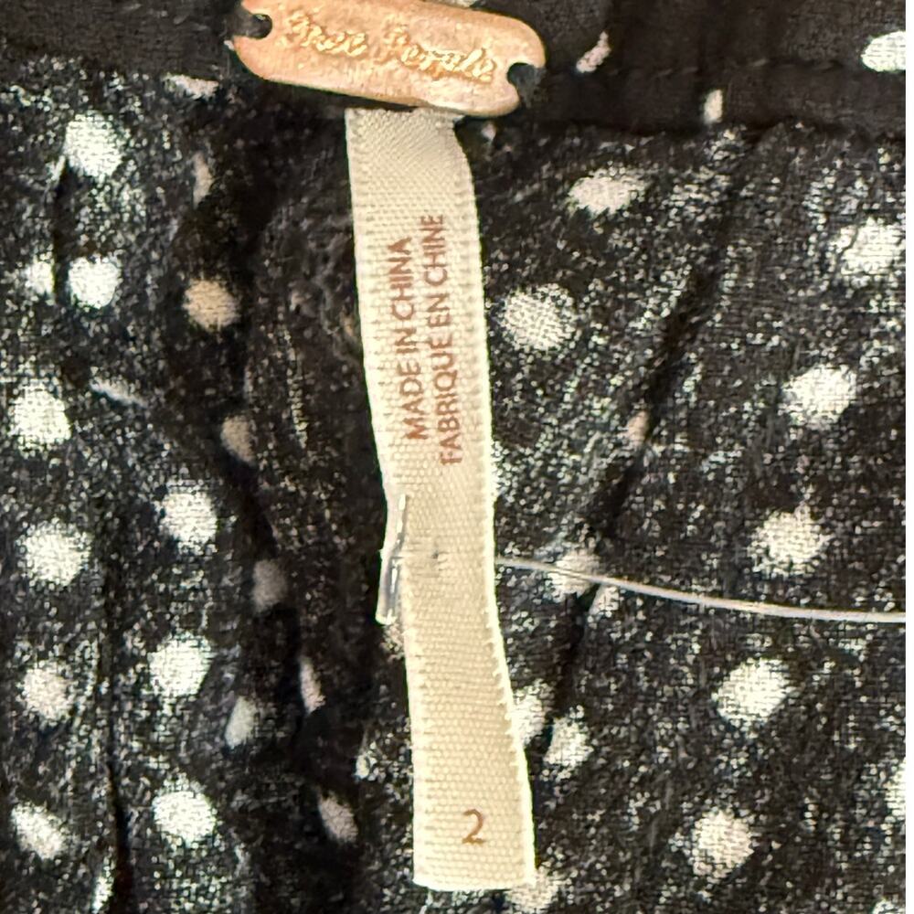 NWT Free People Magdalene High Waist Polka Dot Rayon Shorts Pocket 2 Black White - Picture 9 of 16